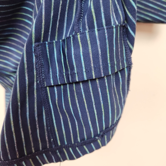 Prana Blue Striped Long Sleeve Scramble Mock Neck Stretch Dress Sz S - Picture 6 of 9